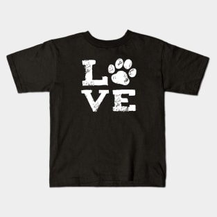 LOVE with Dog Paw Print Kids T-Shirt